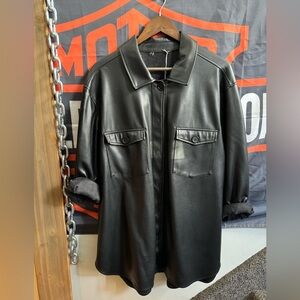 Vegan leather button down